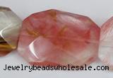 CCY234 30*40mm twisted & faceted rectangle volcano cherry quartz beads