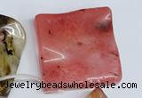 CCY236 Top-drilled 50*50mm wavy diamond volcano cherry quartz beads