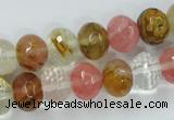 CCY403 15.5 inches 9*12mm faceted rondelle volcano cherry quartz beads