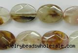 CCY418 15.5 inches 13*18mm faceted oval volcano cherry quartz beads