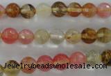 CCY502 15.5 inches 8mm faceted round volcano cherry quartz beads