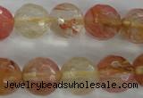 CCY505 15.5 inches 14mm faceted round volcano cherry quartz beads