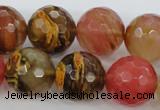 CCY508 15.5 inches 20mm faceted round volcano cherry quartz beads