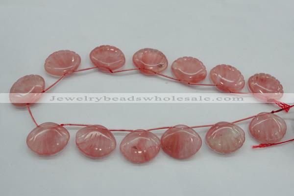 CCY58 25*30mm top-drilled conch cherry quartz beads wholesale