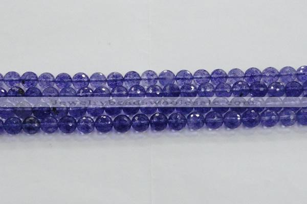 CCY603 15.5 inches 10mm faceted round blue cherry quartz beads