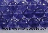 CCY604 15.5 inches 12mm faceted round blue cherry quartz beads