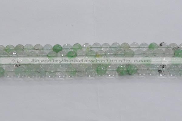 CCY613 15.5 inches 10mm faceted round green cherry quartz beads