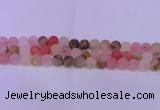 CCY621 15.5 inches 6mm round matte volcano cherry quartz beads