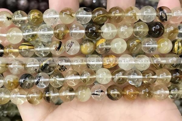 CCY647 15.5 inches 8mm round volcano cherry quartz beads