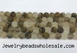 CCY662 15.5 inches 10mm round matte volcano cherry quartz beads