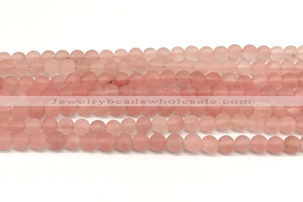 CCY670 15 inches 4mm round matte cherry quartz beads