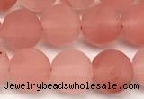 CCY672 15 inches 8mm round matte cherry quartz beads