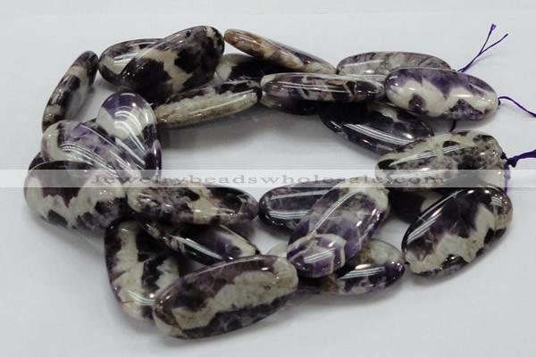 CDA14 15.5 inches 25*50mm oval dogtooth amethyst quartz beads