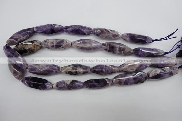 CDA29 15.5 inches 12*30mm – 13*36mm faceted rice dogtooth amethyst beads