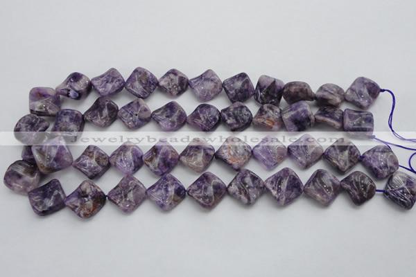 CDA320 15.5 inches 15*15mm twisted diamond dyed dogtooth amethyst beads