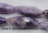 CDA335 15.5 inches 14*35mm faceted rice dyed dogtooth amethyst beads