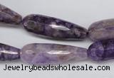 CDA341 15.5 inches 10*30mm faceted teardrop dyed dogtooth amethyst beads