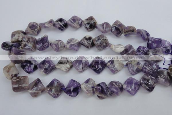 CDA39 15.5 inches 16*16mm twisted diamond dogtooth amethyst beads