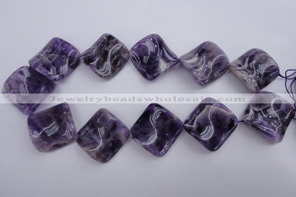 CDA41 15.5 inches 30*30mm twisted diamond dogtooth amethyst beads