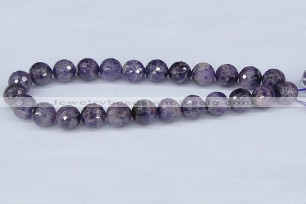 CDA63 15.5 inches 16mm faceted round dogtooth amethyst beads