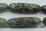 CDB204 12*40mm carved cylinder natural dragon blood jasper beads