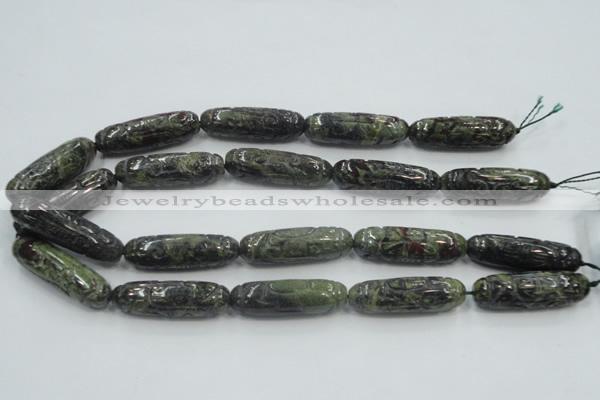 CDB204 12*40mm carved cylinder natural dragon blood jasper beads