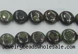 CDB205 15.5 inches 10mm flat round natural dragon blood jasper beads