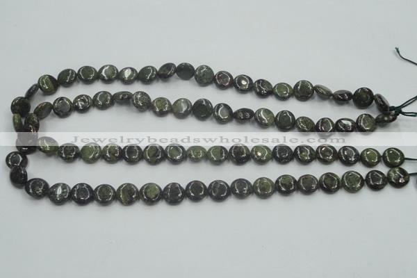 CDB205 15.5 inches 10mm flat round natural dragon blood jasper beads