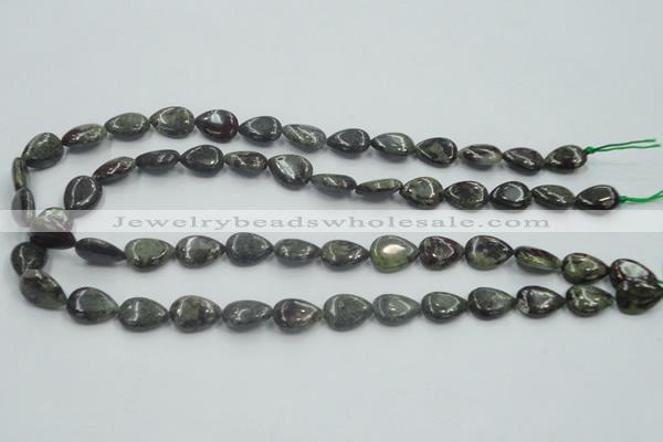 CDB215 15.5 inches 10*14mm flat teardrop natural dragon blood jasper beads