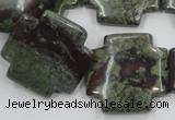 CDB225 15.5 inches 25*25mm cross natural dragon blood jasper beads