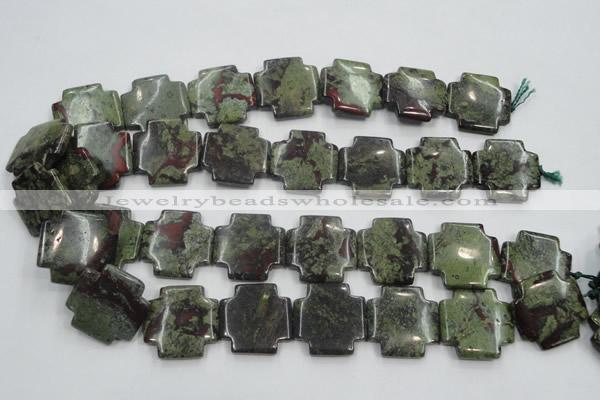 CDB225 15.5 inches 25*25mm cross natural dragon blood jasper beads