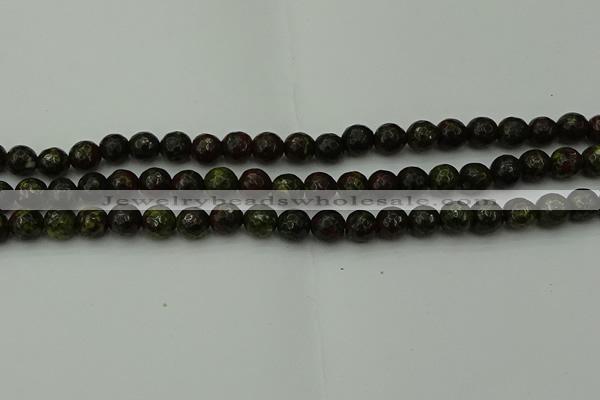 CDB311 15.5 inches 6mm faceted round dragon blood jasper beads