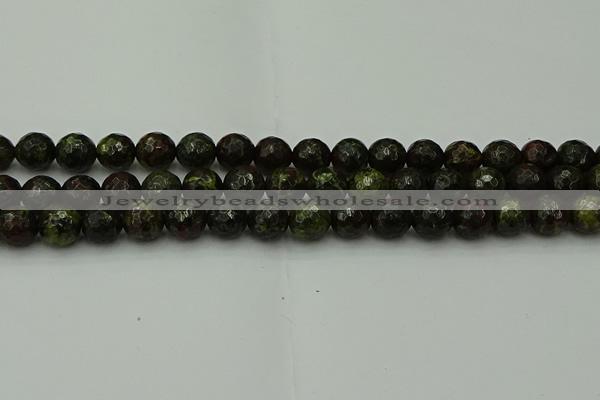 CDB313 15.5 inches 10mm faceted round dragon blood jasper beads