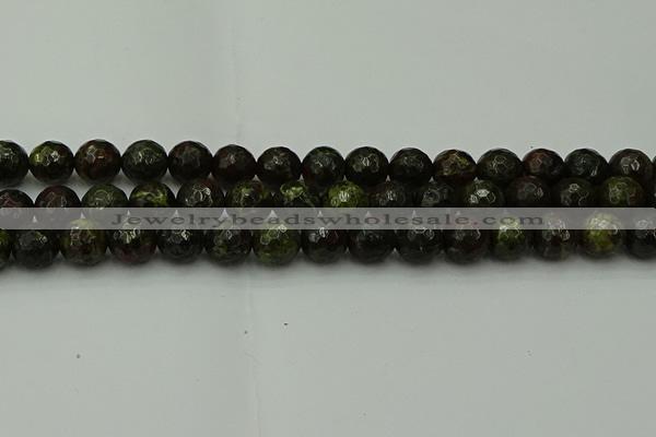 CDB314 15.5 inches 12mm faceted round dragon blood jasper beads