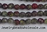 CDB320 15.5 inches 4mm faceted round dragon blood jasper beads