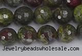 CDB323 15.5 inches 10mm faceted round dragon blood jasper beads