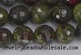 CDB324 15.5 inches 12mm faceted round dragon blood jasper beads