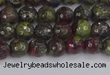 CDB329 15.5 inches 6mm faceted round A grade dragon blood jasper beads