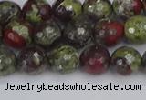 CDB330 15.5 inches 8mm faceted round A grade dragon blood jasper beads