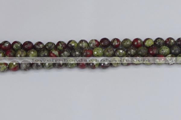 CDB331 15.5 inches 10mm faceted round A grade dragon blood jasper beads