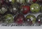 CDB332 15.5 inches 12mm faceted round A grade dragon blood jasper beads