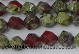 CDB336 15.5 inches 6mm faceted nuggets dragon blood jasper beads