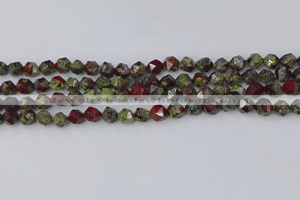 CDB336 15.5 inches 6mm faceted nuggets dragon blood jasper beads