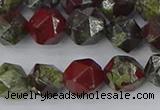 CDB337 15.5 inches 8mm faceted nuggets dragon blood jasper beads