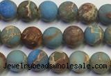 CDE1030 15.5 inches 4mm round matte sea sediment jasper beads