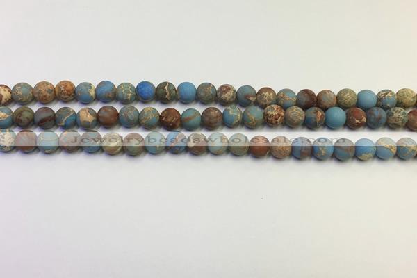 CDE1030 15.5 inches 4mm round matte sea sediment jasper beads