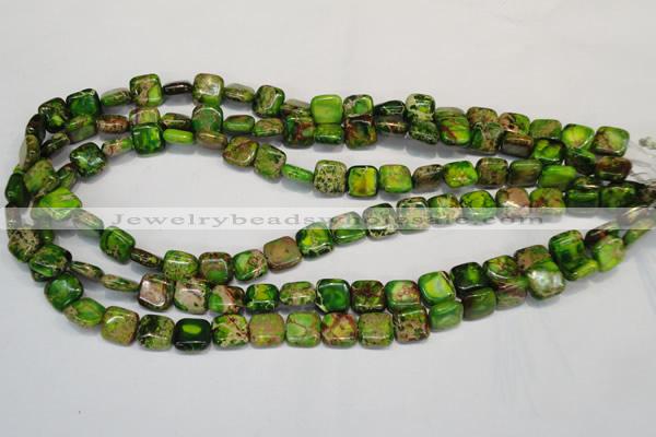 CDE120 15.5 inches 10*10mm square dyed sea sediment jasper beads