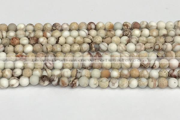 CDE1413 15.5 inches 4mm round matte natural sea sediment jasper beads