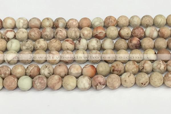 CDE1416 15.5 inches 10mm round matte natural sea sediment jasper beads