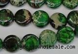 CDE170 15.5 inches 12mm flat round dyed sea sediment jasper beads